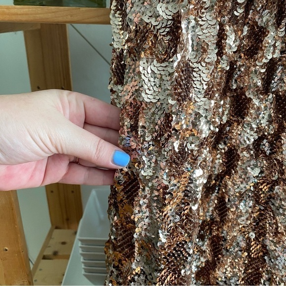 Anthropologie Maeve Rose Gold Sequins Bernadette Tiered Midi Dress Small - Picture 10 of 16